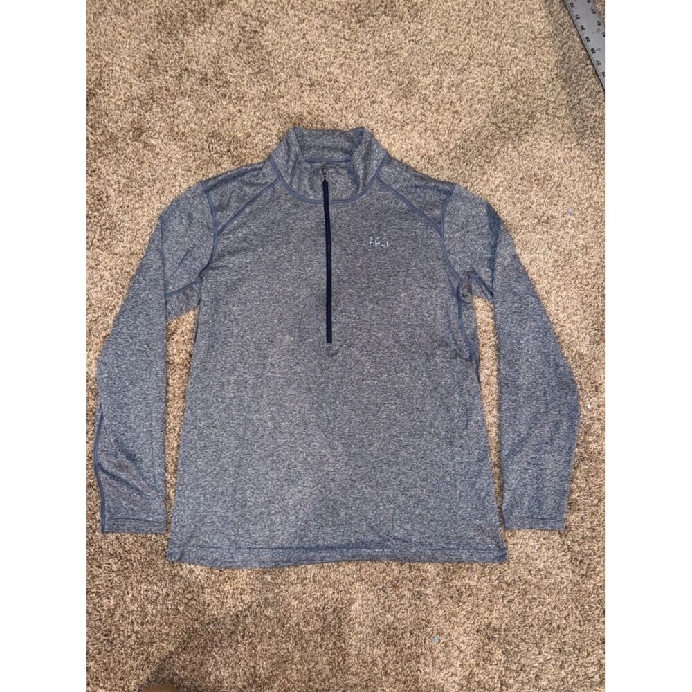 REI Co-op Mens Blue Heathered Quarter Zip Pullover Performance Top Size Large